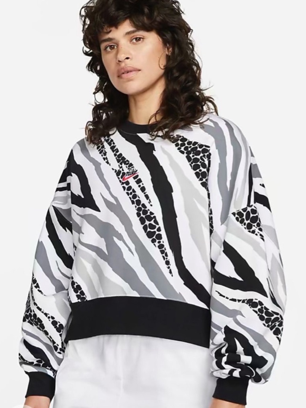 NIKE Retro Printed Zebra Pullover Sweatshirt